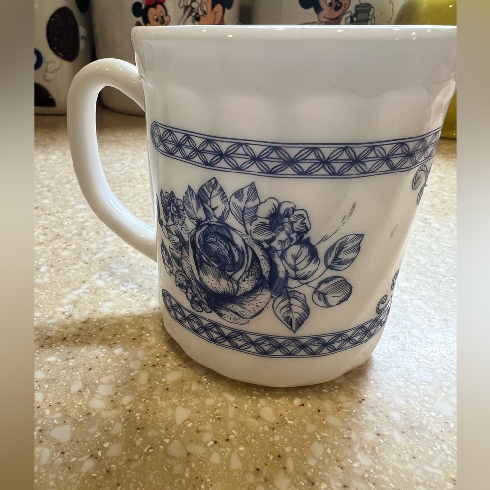 Arcopal France Vintage Blue and White Honorine Floral Mug